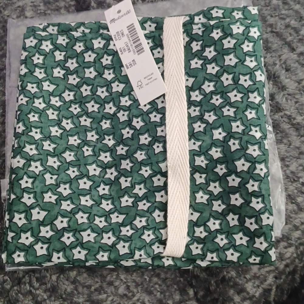 New Madewell Organic Cotton Bandana Star Dot Dark Kelly